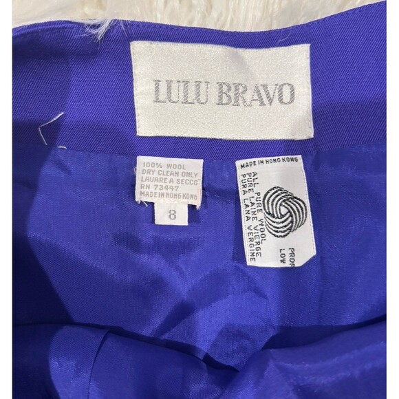 LULU BRAVO Vintage Purple Gabardine Jacket & Skirt Large Rhinestone Buttons Sz 4 - Picture 4 of 9